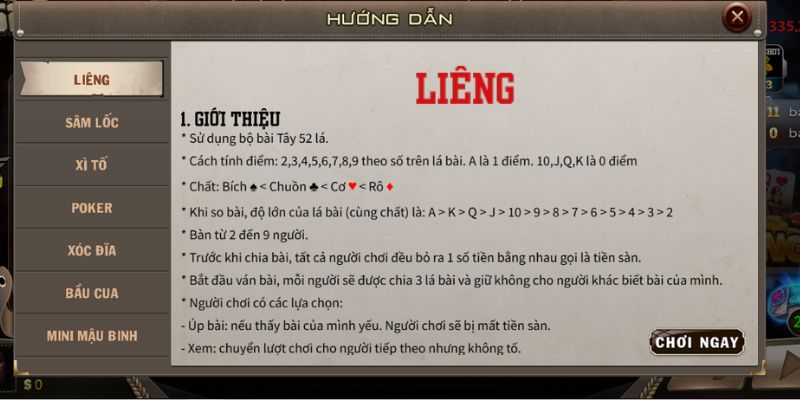 Liêng B52 - Cập nhật các quy tắc cơ bản