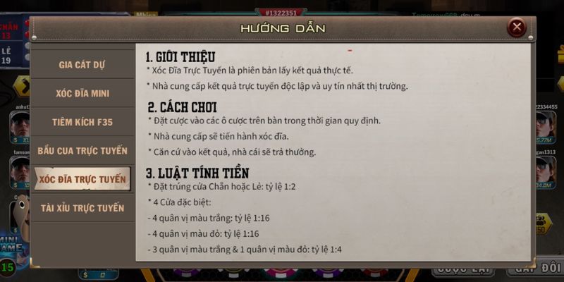 Các thuật ngữ quan trọng trong trò chơi xóc đĩa B52